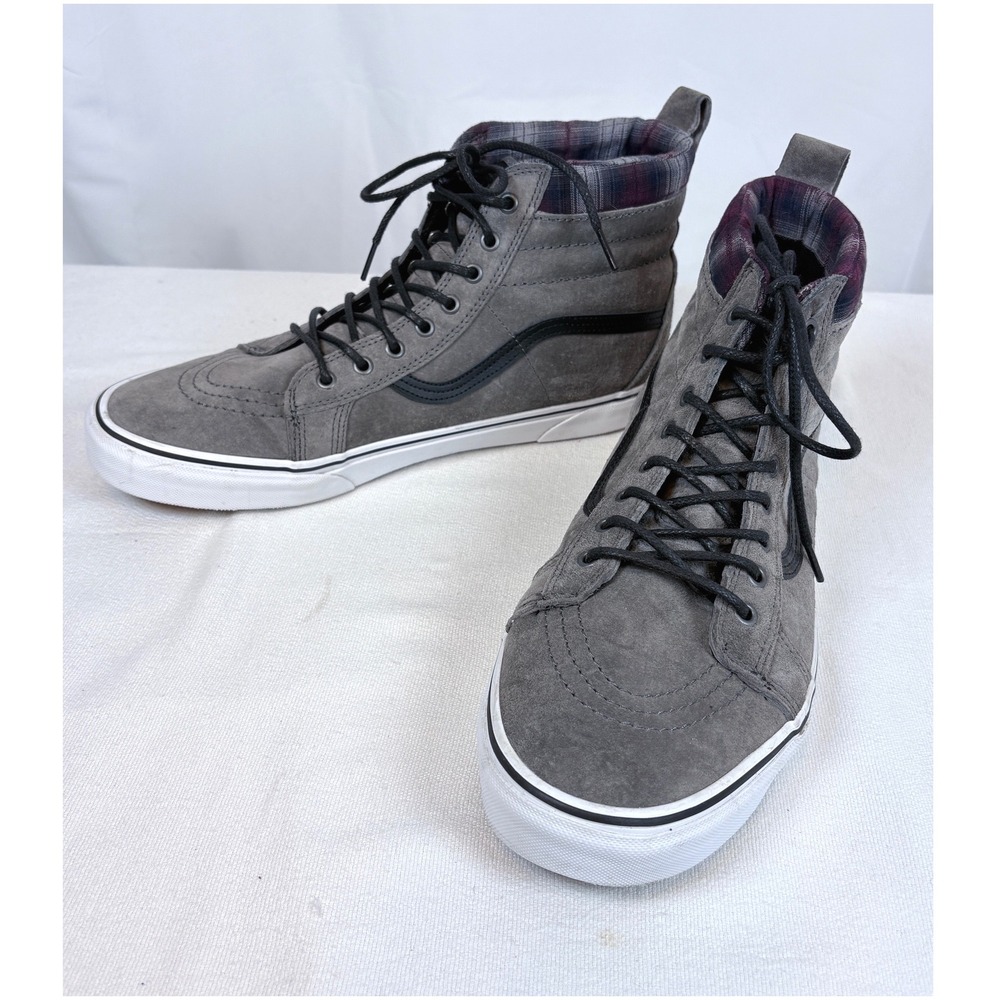 Vans Sk8-Hi MTE Grey Suede Plaid Lined High Top Sneakers Mens 13 721356 Skate